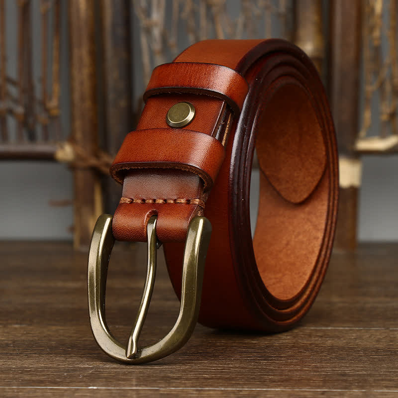 Cinturón casual de cuero liso y brillante para hombre