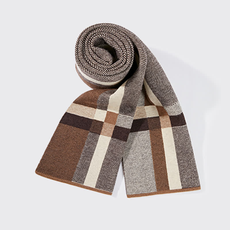Bufanda clásica de invierno cálida con rayas a cuadros para hombre