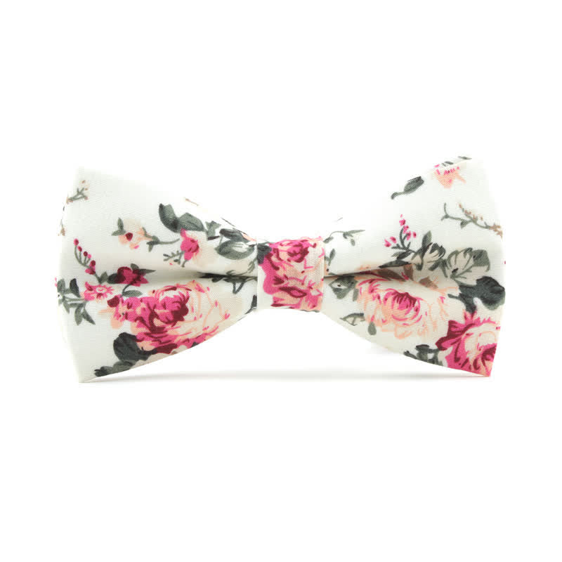 Pajarita con estampado floral de hojas de rosas teñidas para hombre