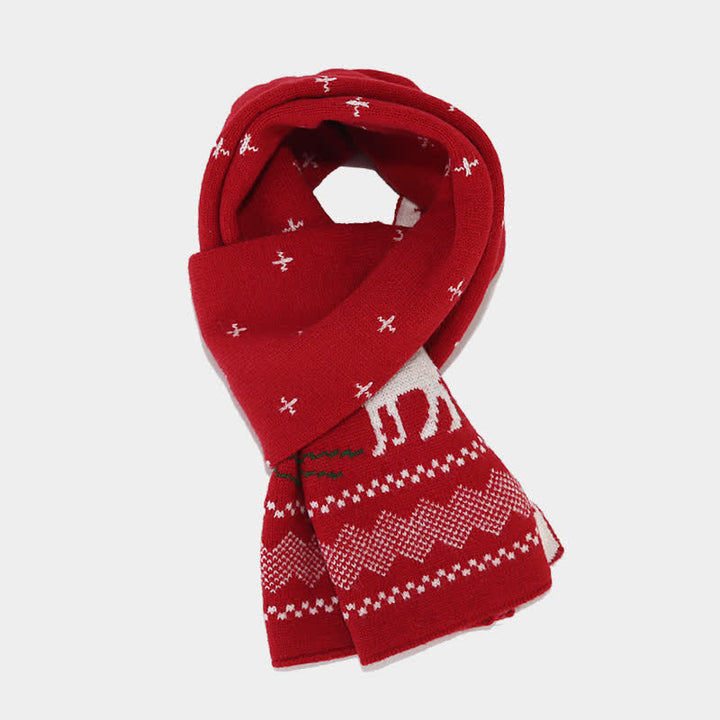 Conjunto de 3 guantes y bufanda de jacquard con diseño de reno para mujer
