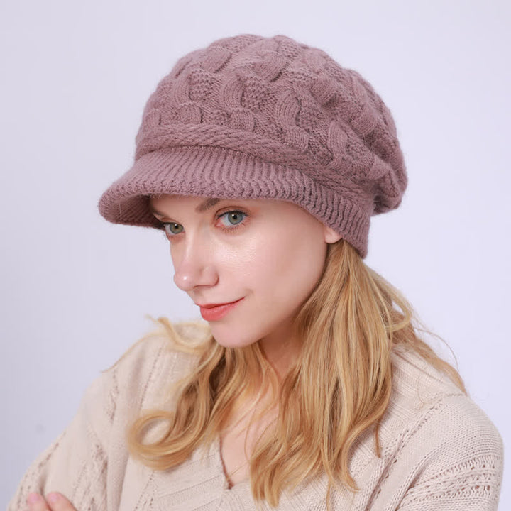 Gorro holgado con visera y forro mullido para mujer