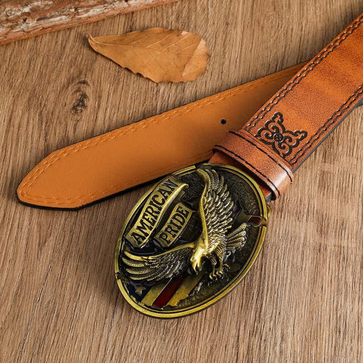 Cinturón de cuero con águila calva American Pride para hombre