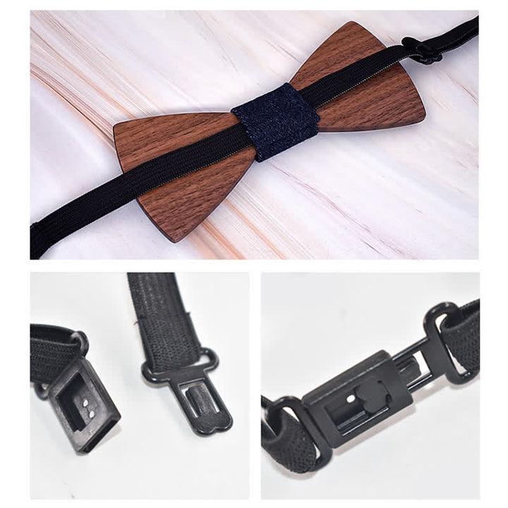 Juego de 2 gemelos de madera con forma de pajarita para hombre.