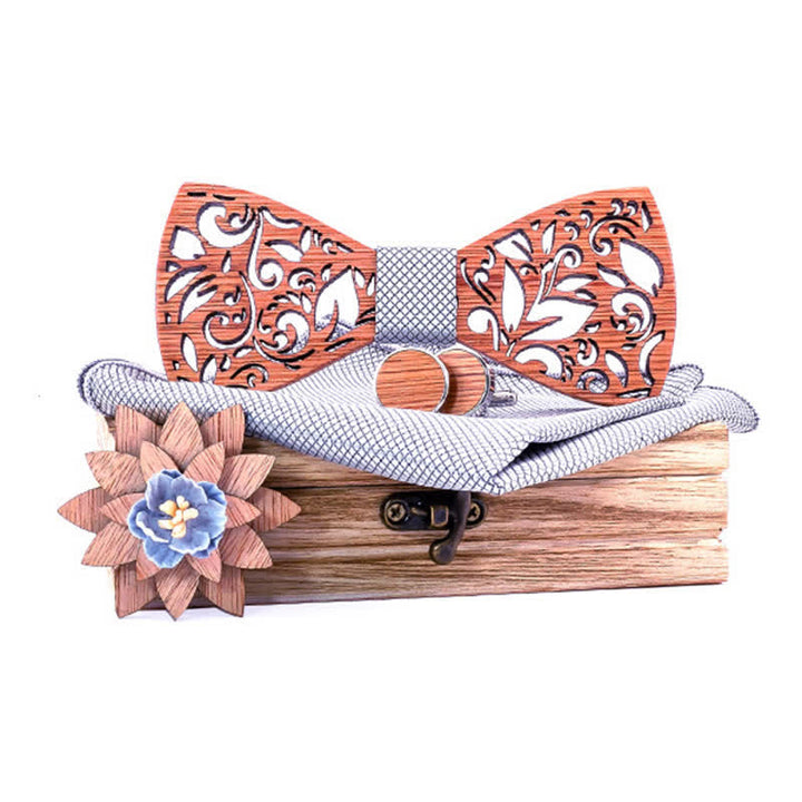 Juego de 4 pajaritas de madera huecas para hombre con forma de planta