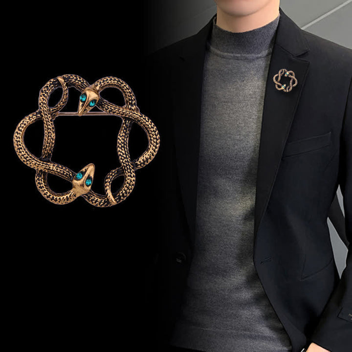 Broche de serpiente cobra con forma de flexión para hombre