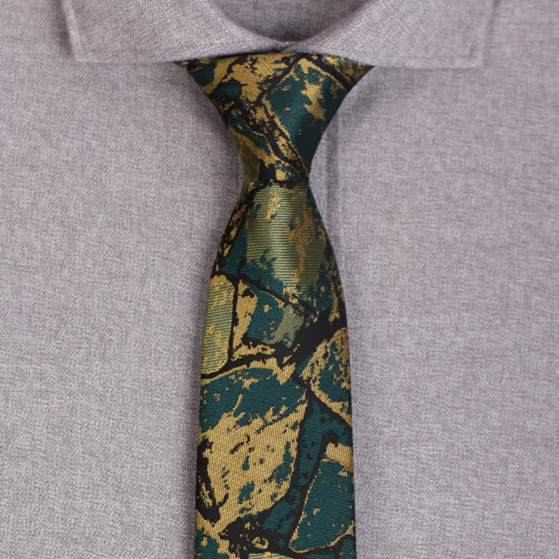 Corbata con gráfico abstracto en verde dorado para hombre