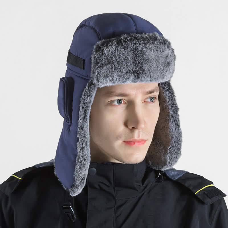 Conjunto de gorro de aviador unisex para exteriores con piel sintética
