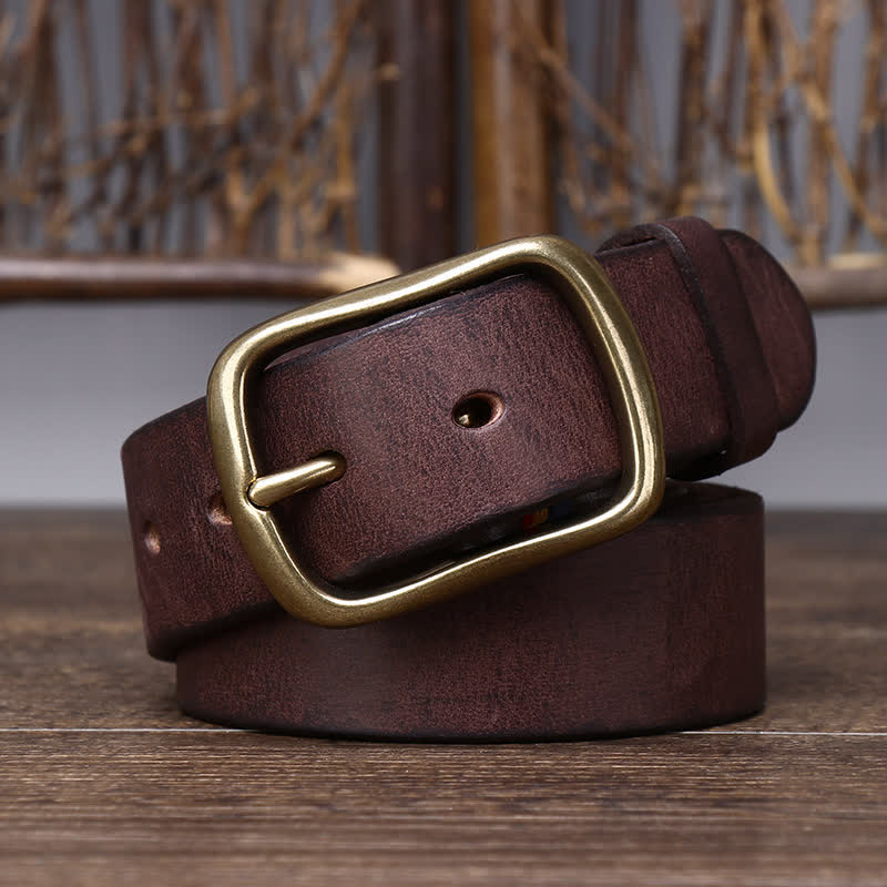 Cinturón de piel de vaca pura gruesa vintage para hombre