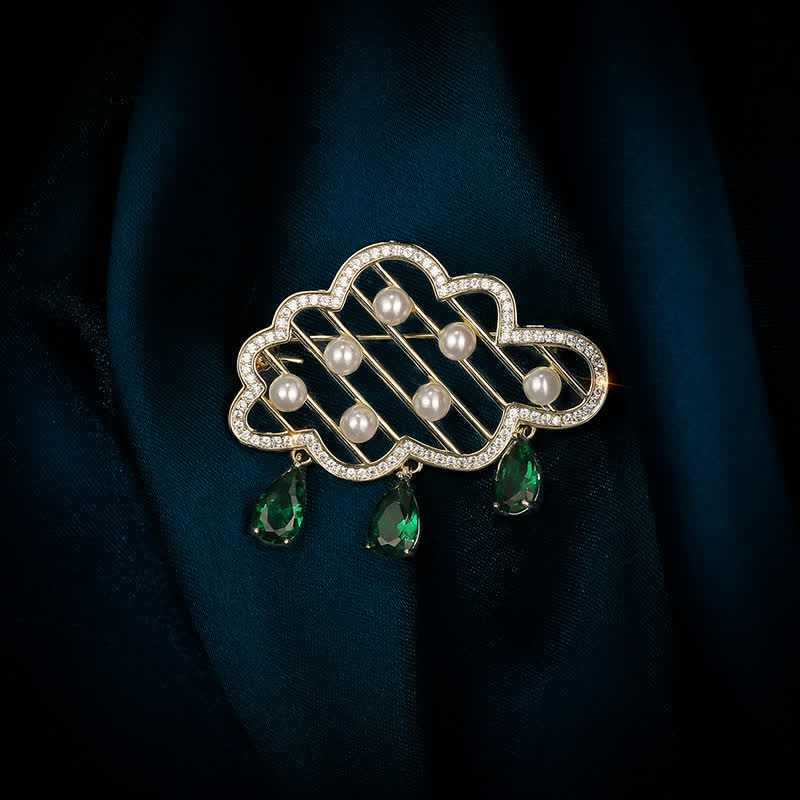 Broche de perlas con forma de nube lluviosa para mujer