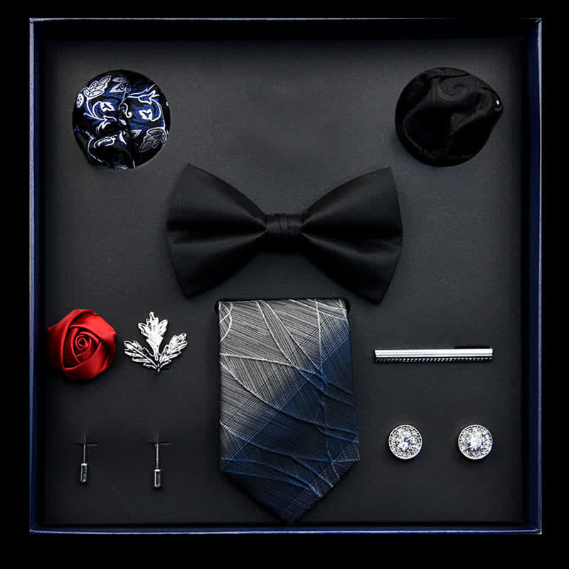 Caja de regalo con 8 pajaritas clásicas de negocios para hombre, en color negro y azul