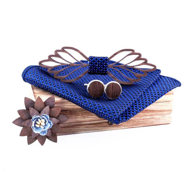 Juego de 4 pajaritas de madera con forma de hojas huecas para hombre.