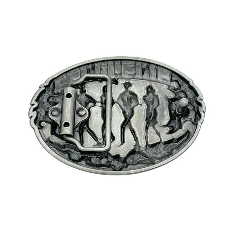 Cinturón de cuero con hebilla de baile en línea estilo western para hombre hecho a mano
