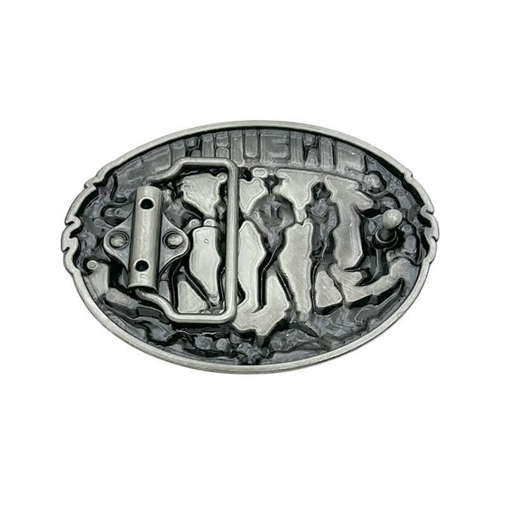 Cinturón de cuero con hebilla de baile en línea estilo western para hombre hecho a mano