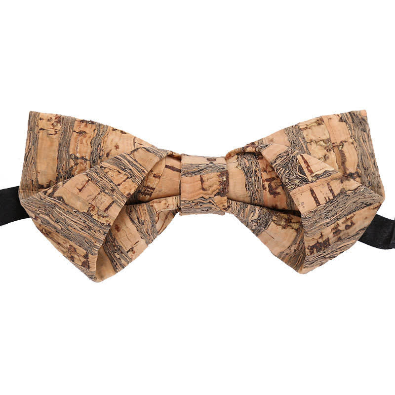 Pajarita de madera con líneas gráficas de corcho para hombre