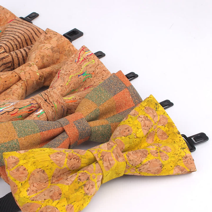 Pajarita multicolor con estampado geométrico de vetas de madera para hombre