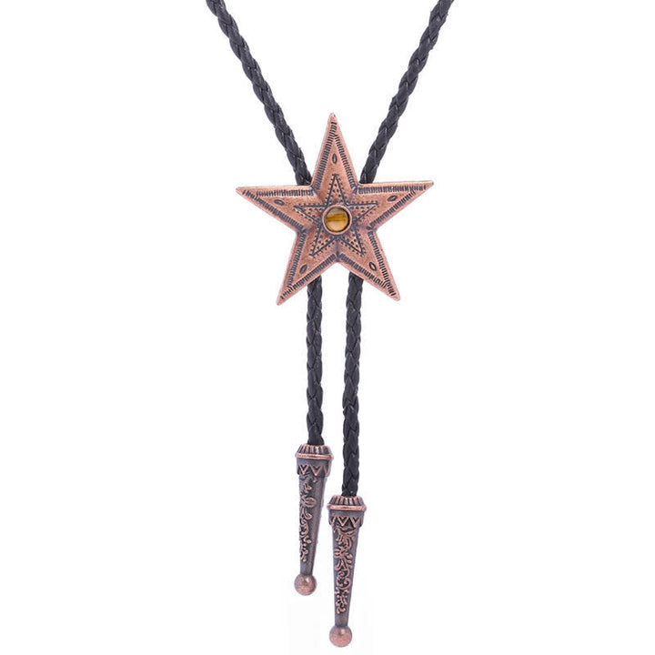 Collar con colgante de estrella de piedra natural vintage Bolo Tie