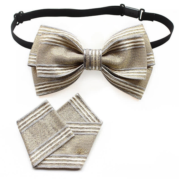 Conjunto de 2 pajaritas plisadas a rayas para hombre
