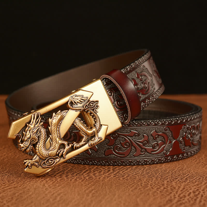 Cinturón de cuero con la letra Z del dragón retro en relieve para hombre