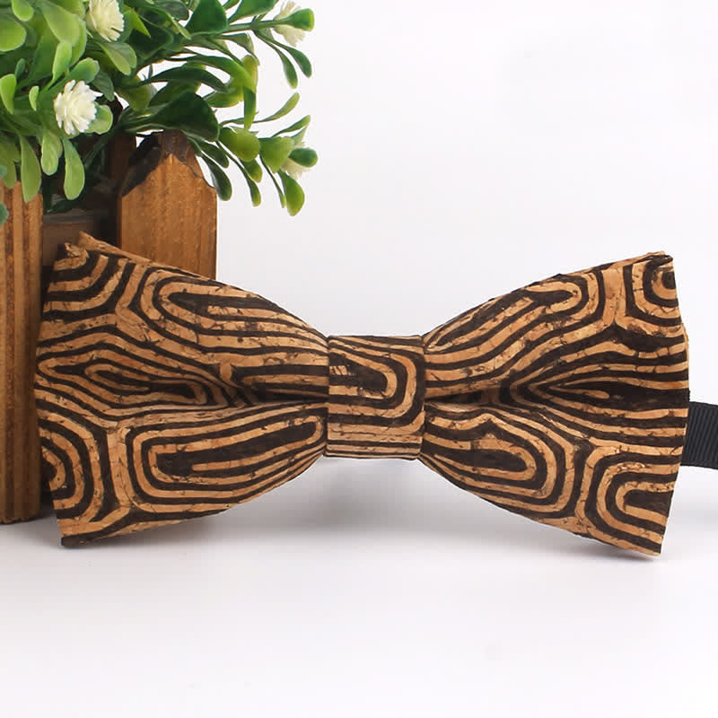 Pajarita multicolor con estampado geométrico de vetas de madera para hombre