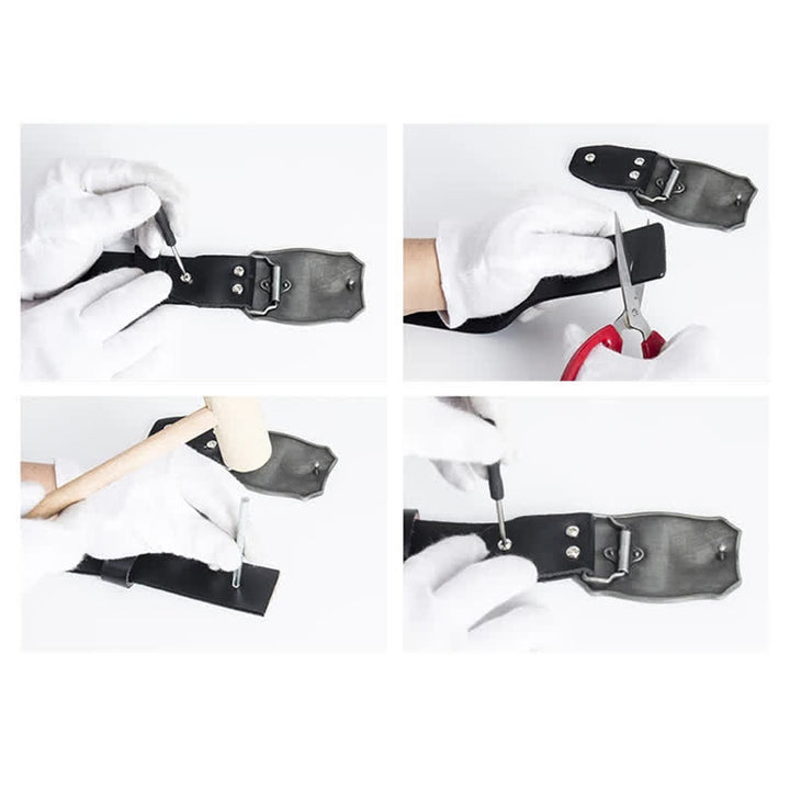 Cinturón de cuero para motocicleta con locomotora punk para hombre