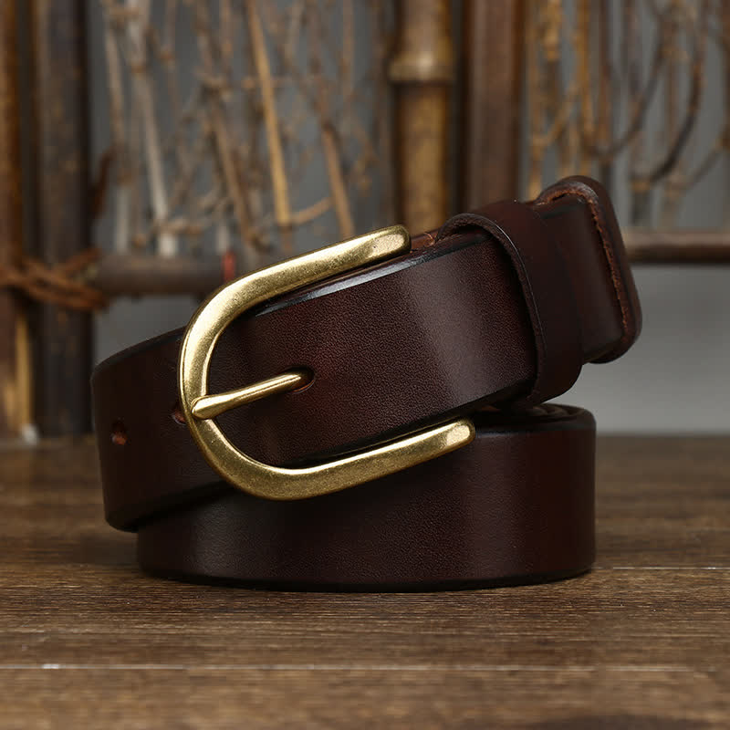 Cinturón casual de cuero liso y brillante para hombre