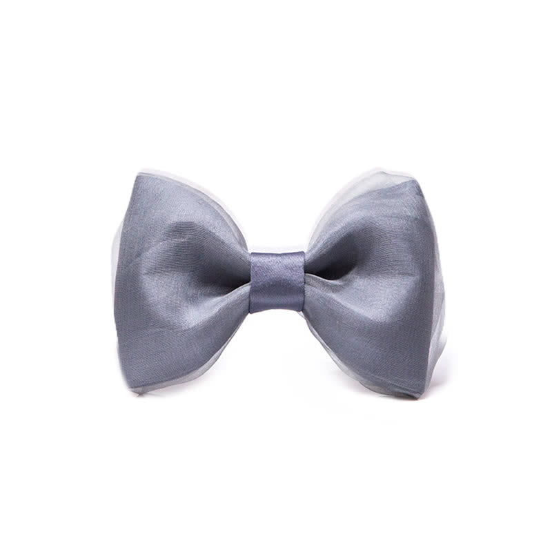 Pajarita de organza gris sencilla para caballero