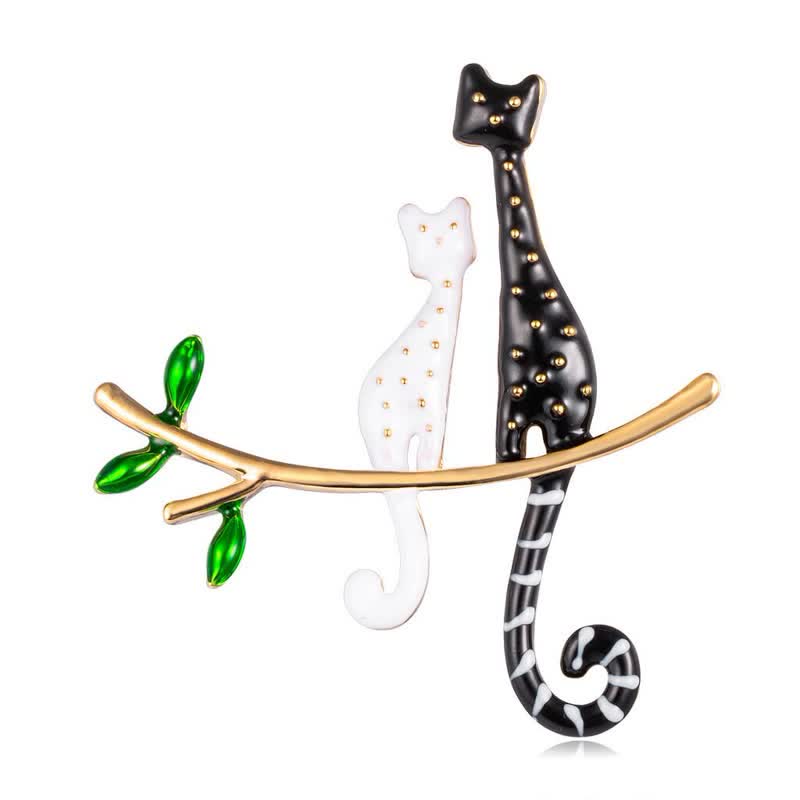 Broche de gato con lunares y gatito perezoso para mujer