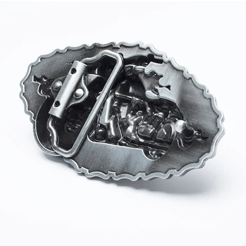 Cinturón de cuero para motocicleta con locomotora punk para hombre