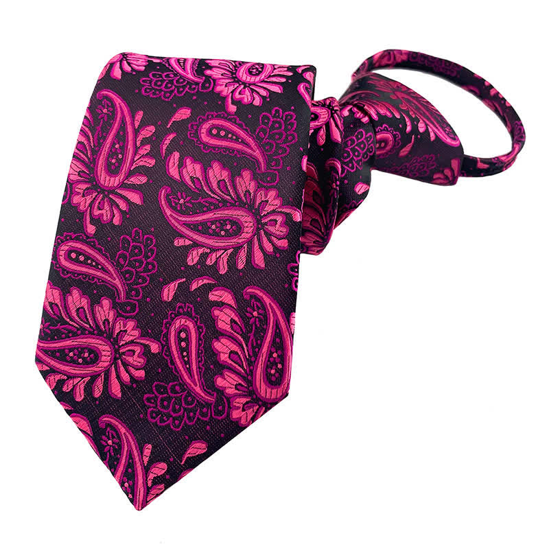 Corbata con cremallera y estampado floral morado y rojo para hombre