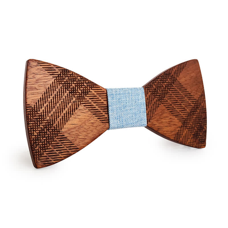 Pajarita de madera con estampado de cuadros y estrellas para hombre