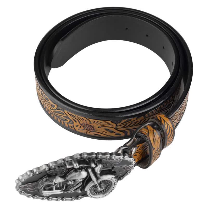 Cinturón de cuero estilo punk rock para motociclista para hombre