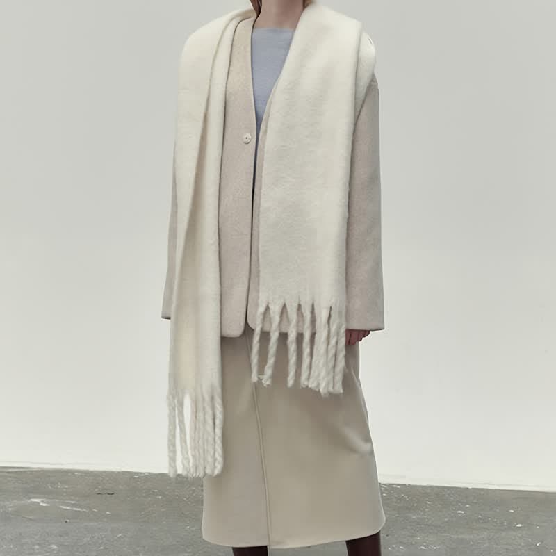 Bufanda gruesa y suave de color sólido para mujer