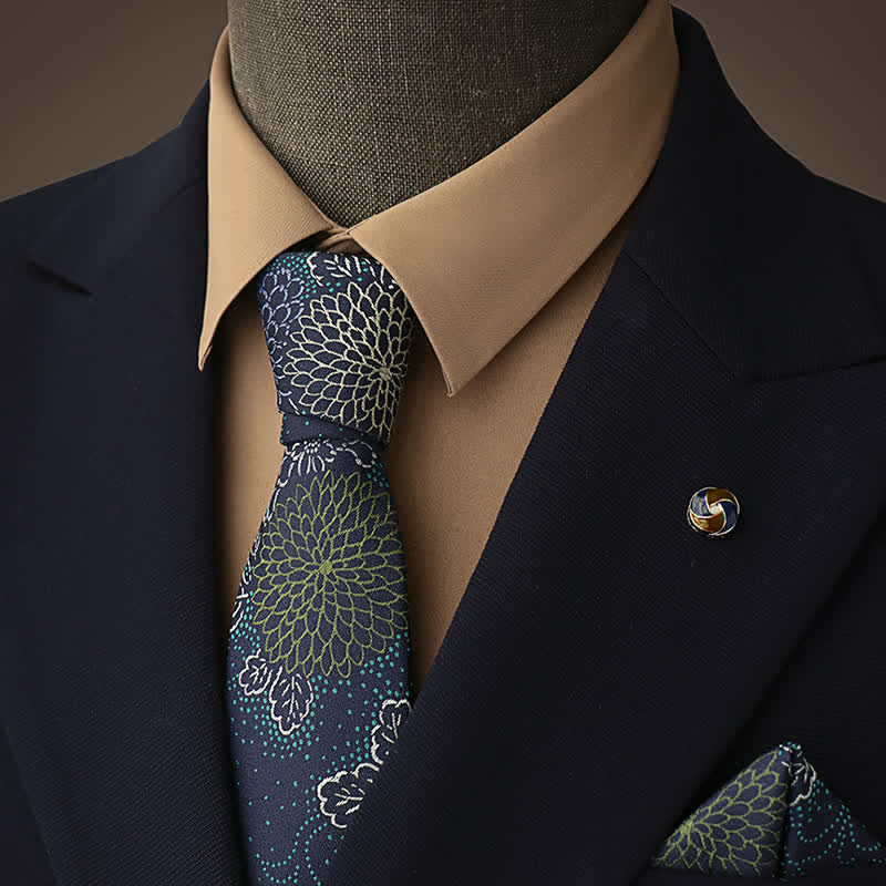 Corbata de hombre con fuegos artificiales espectaculares en amarillo y azul marino