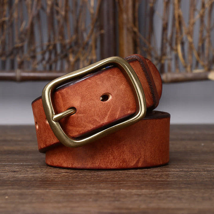 Cinturón de piel de vaca pura gruesa vintage para hombre