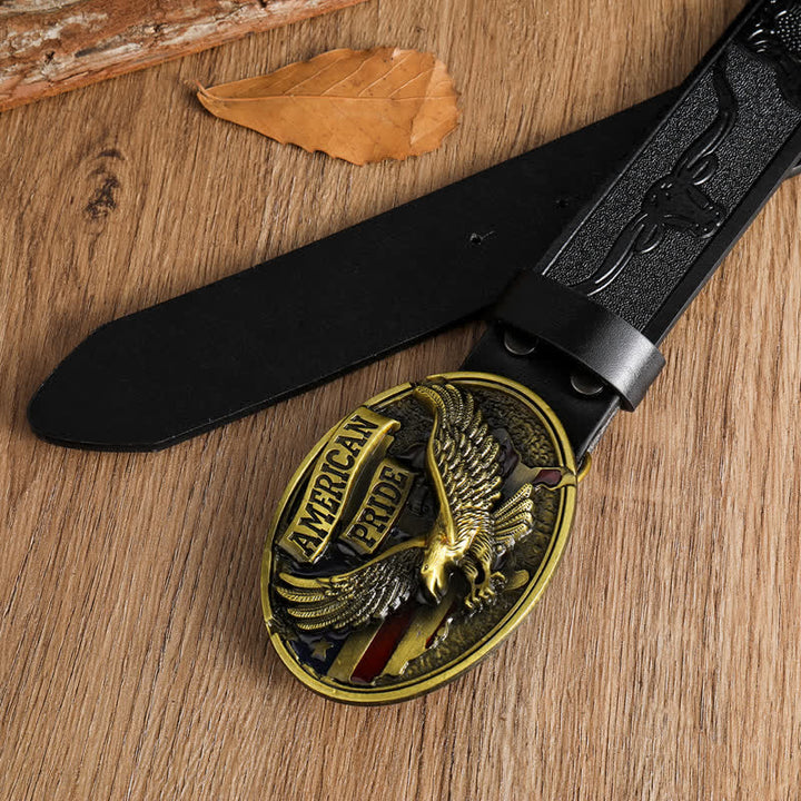 Cinturón de cuero con águila calva American Pride para hombre