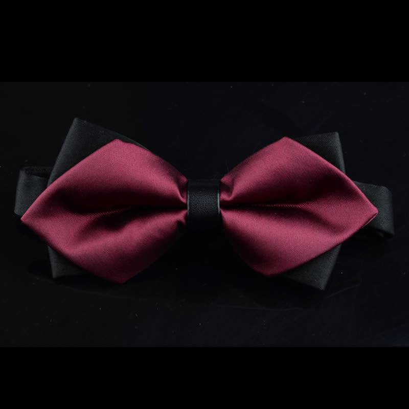 Pajarita elegante de color burdeos liso con punta para hombre