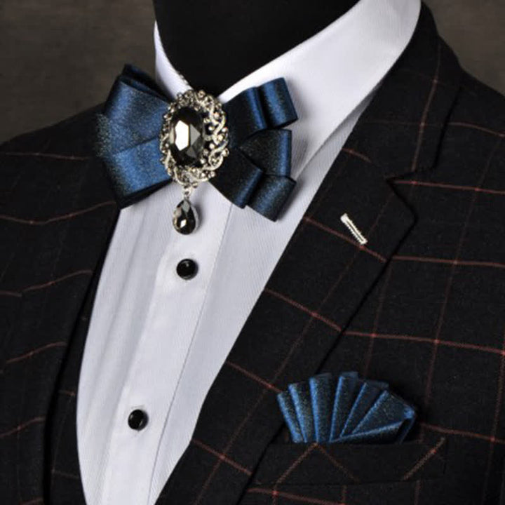 Conjunto de 3 pajaritas de color liso con diamantes de imitación negros