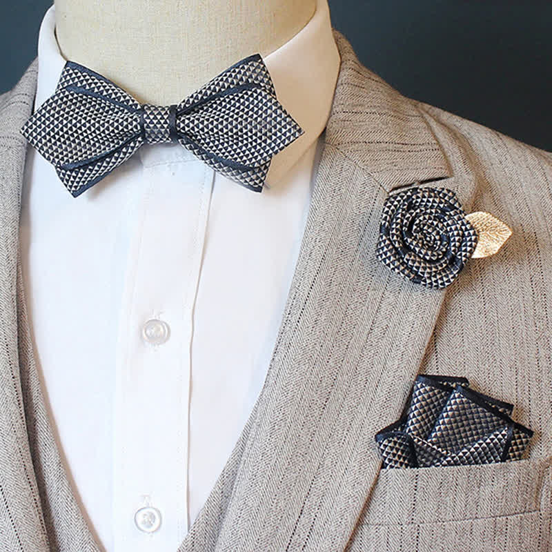 Conjunto de 3 pajaritas para novios de boda con cuadros micro para hombre