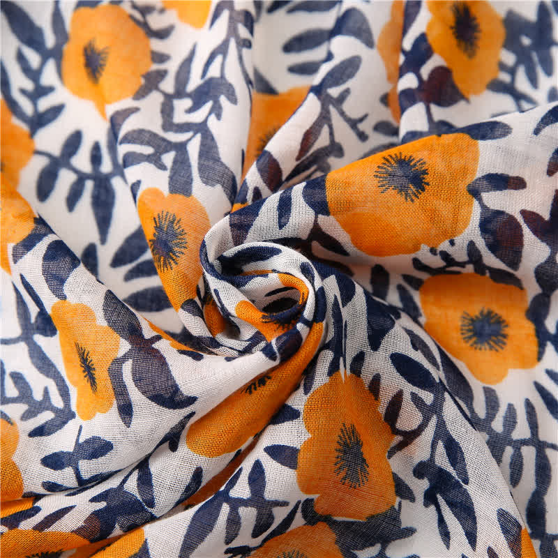 Bufanda con borlas y estampado floral bohemio para mujer
