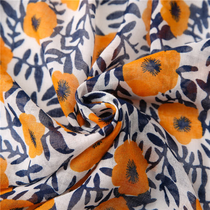 Bufanda con borlas y estampado floral bohemio para mujer