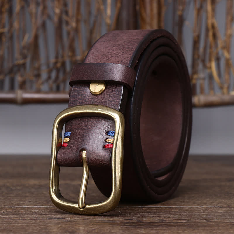 Cinturón de piel de vaca pura gruesa vintage para hombre