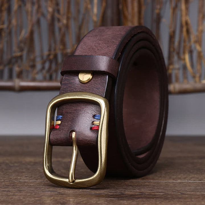 Cinturón de piel de vaca pura gruesa vintage para hombre