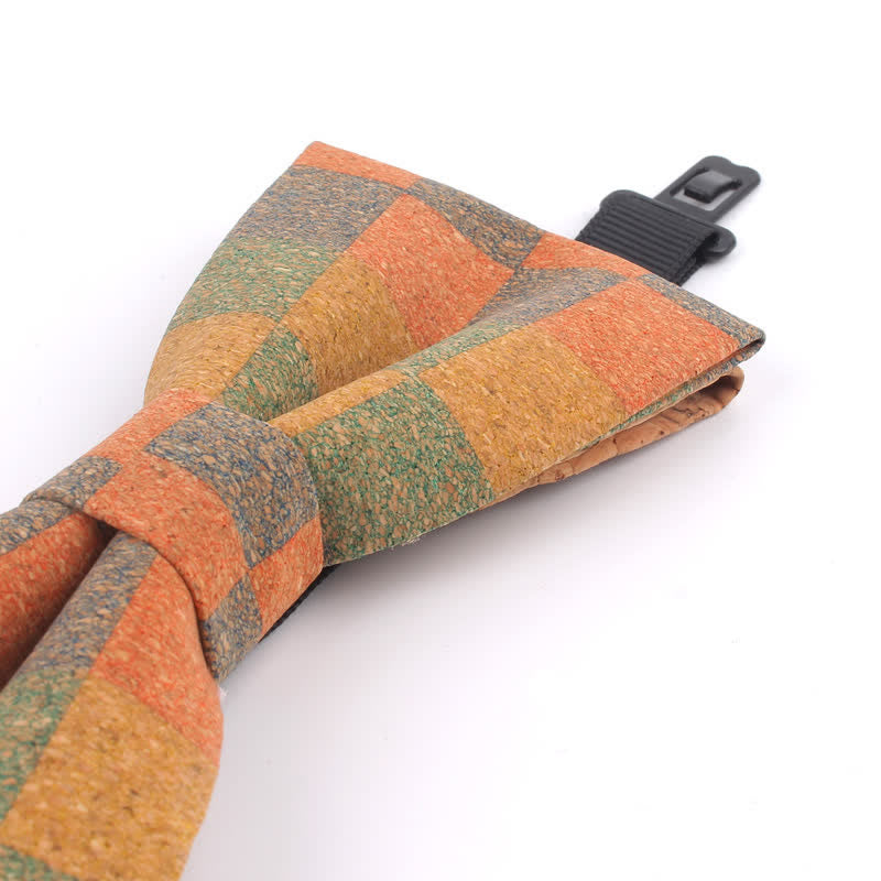 Pajarita multicolor con estampado geométrico de vetas de madera para hombre