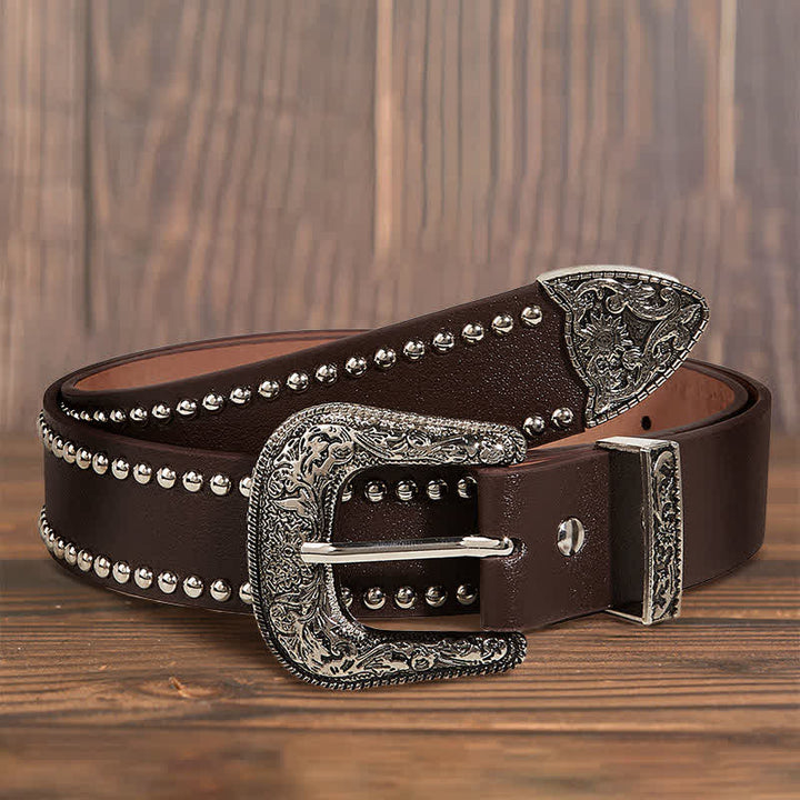 Cinturón de cuero estilo punk con remaches impresionantes para mujer