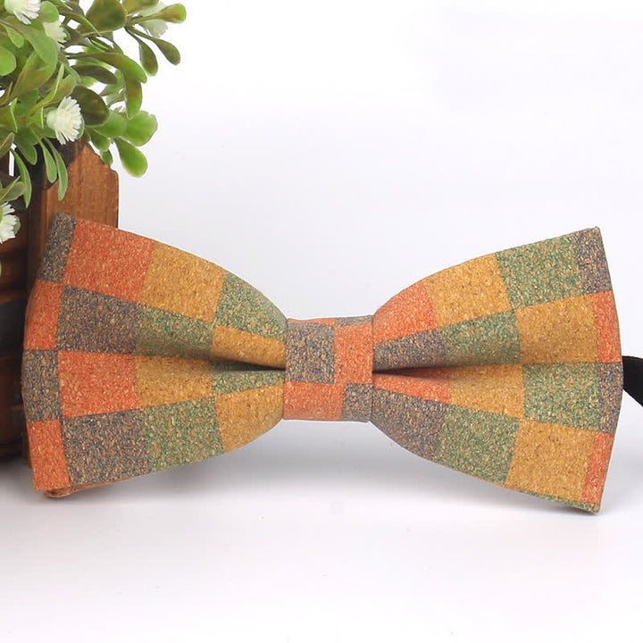 Pajarita multicolor con estampado geométrico de vetas de madera para hombre