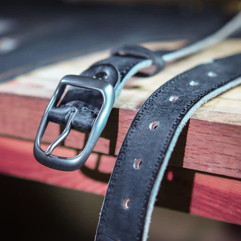 Cinturón de cuero desgastado estilo western para hombre