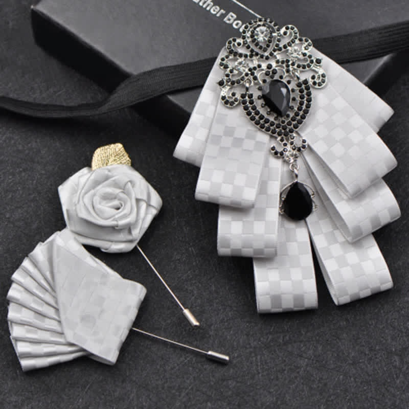 Conjunto de 3 pajaritas con diamantes de imitación negros a cuadros