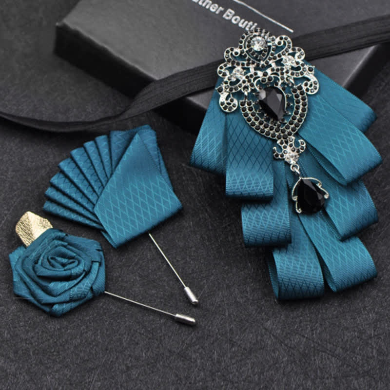 Conjunto de 3 pajaritas con diamantes de imitación negros a cuadros