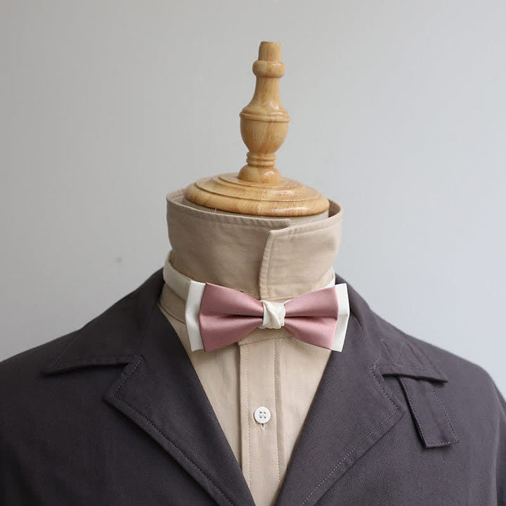 Pajarita de doble capa en color macarrón y blanco para hombre