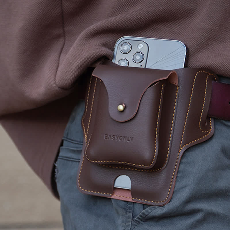 Riñonera de cuero para guardar el teléfono móvil